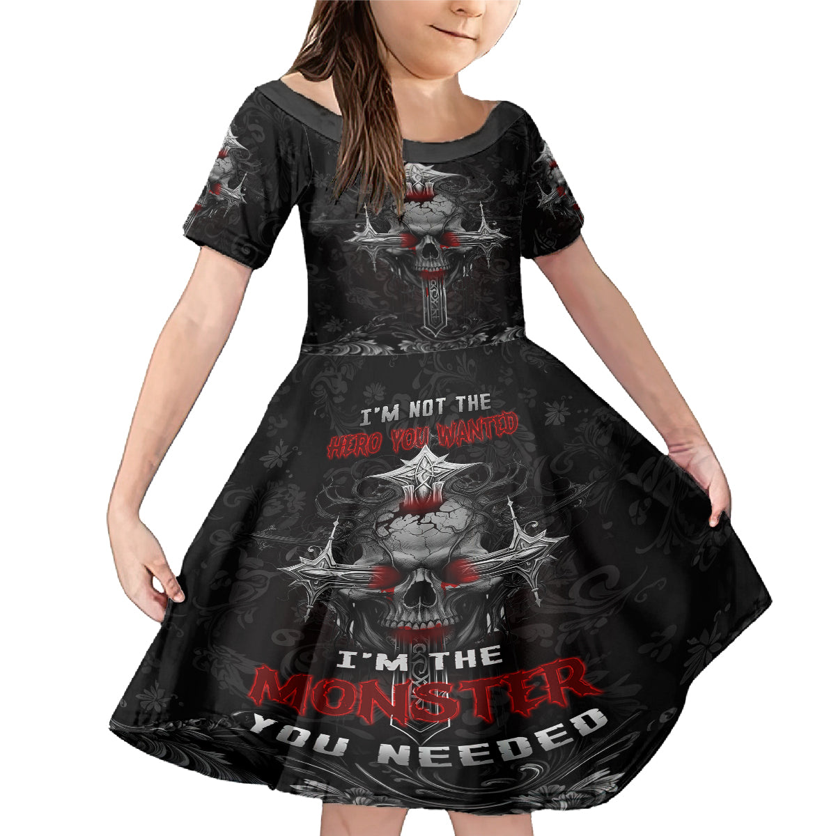 I'm Not The Hero You Wanted I'm The Monster You Needed Family Matching Mermaid Dress and Hawaiian Shirt - Wonder Print Shop
