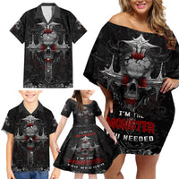 I'm Not The Hero You Wanted I'm The Monster You Needed Family Matching Off Shoulder Short Dress and Hawaiian Shirt - Wonder Print Shop