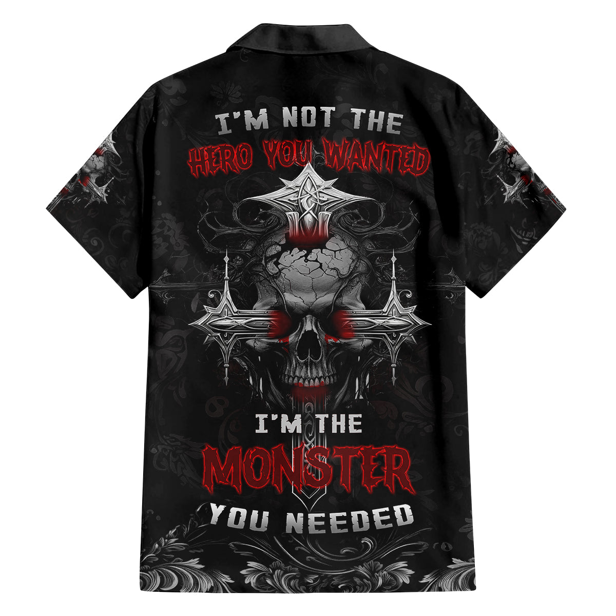 I'm Not The Hero You Wanted I'm The Monster You Needed Family Matching Off Shoulder Short Dress and Hawaiian Shirt - Wonder Print Shop
