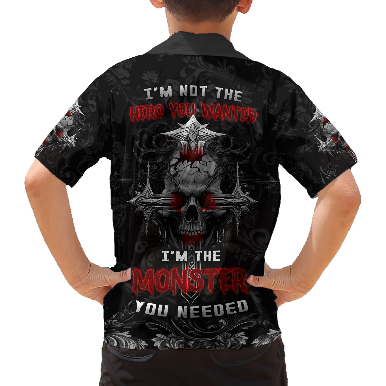 I'm Not The Hero You Wanted I'm The Monster You Needed Kid Hawaiian Shirt - Wonder Print Shop