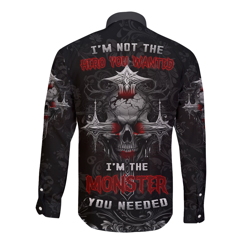 I'm Not The Hero You Wanted I'm The Monster You Needed Long Sleeve Button Shirt - Wonder Print Shop