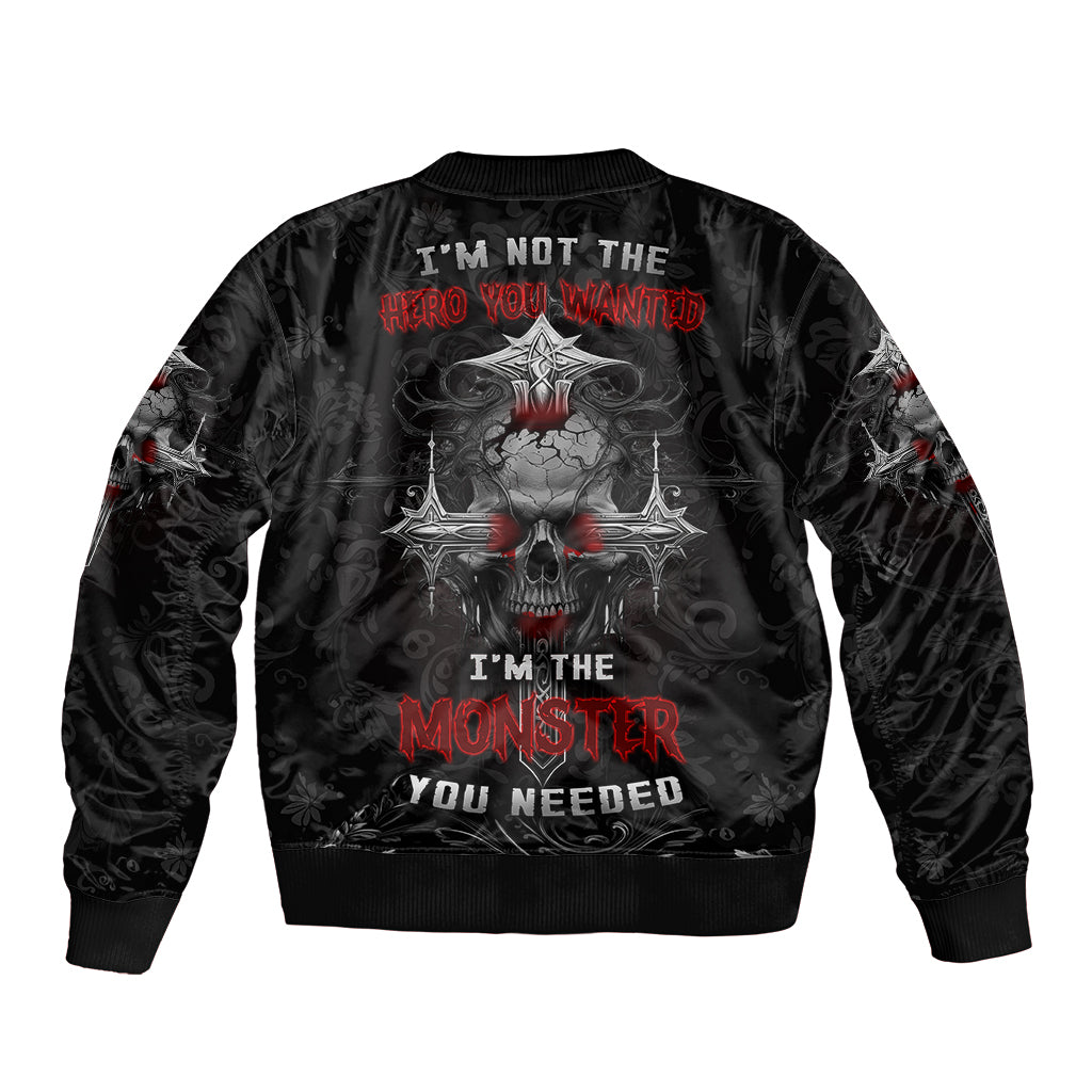 I'm Not The Hero You Wanted I'm The Monster You Needed Sleeve Zip Bomber Jacket - Wonder Print Shop
