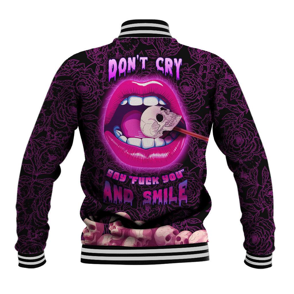 Skull Baseball Jacket Don't Cry Say Fuck You And Smile - Wonder Print Shop
