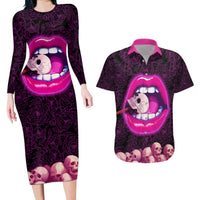 Skull Couples Matching Long Sleeve Bodycon Dress and Hawaiian Shirt Don't Cry Say Fuck You And Smile - Wonder Print Shop