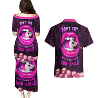 Skull Couples Matching Puletasi Dress and Hawaiian Shirt Don't Cry Say Fuck You And Smile - Wonder Print Shop