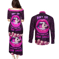 Skull Couples Matching Puletasi Dress and Long Sleeve Button Shirts Don't Cry Say Fuck You And Smile - Wonder Print Shop