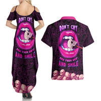 Skull Couples Matching Summer Maxi Dress and Hawaiian Shirt Don't Cry Say Fuck You And Smile - Wonder Print Shop