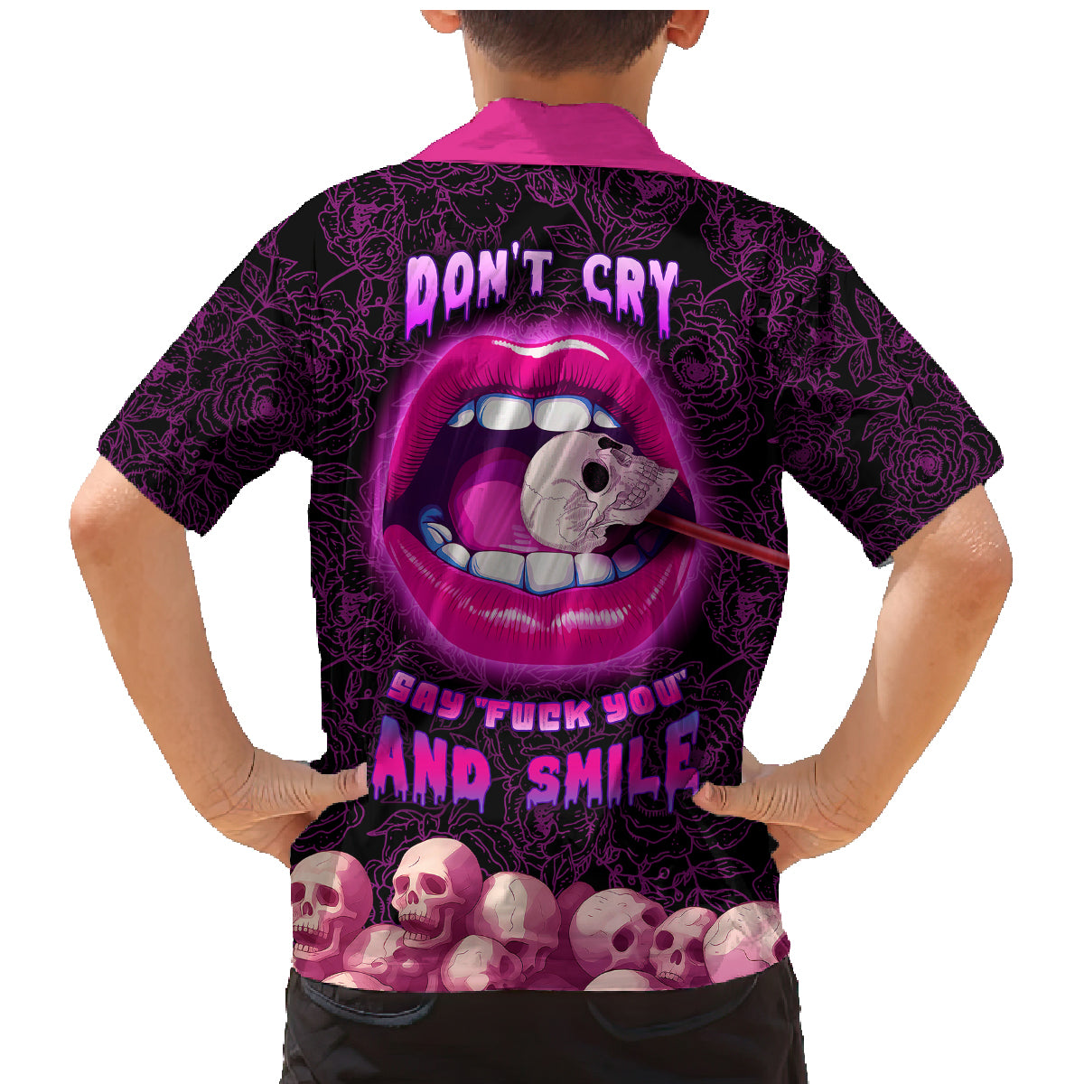 Skull Family Matching Mermaid Dress and Hawaiian Shirt Don't Cry Say Fuck You And Smile - Wonder Print Shop