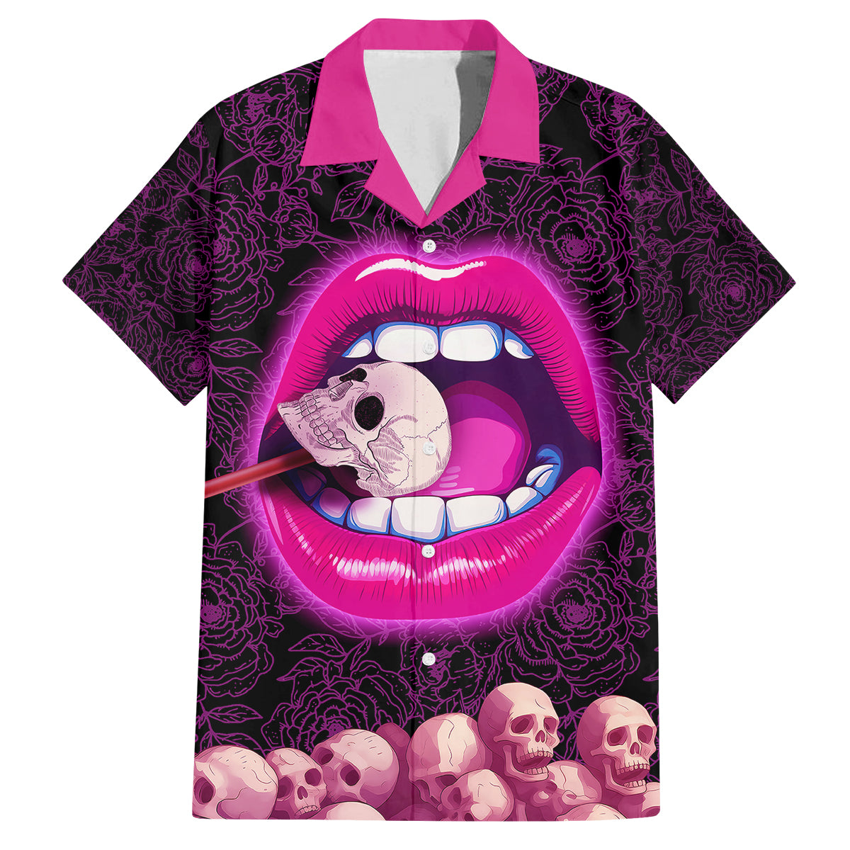 Skull Family Matching Off Shoulder Long Sleeve Dress and Hawaiian Shirt Don't Cry Say Fuck You And Smile - Wonder Print Shop