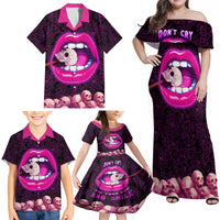 Skull Family Matching Off Shoulder Maxi Dress and Hawaiian Shirt Don't Cry Say Fuck You And Smile - Wonder Print Shop