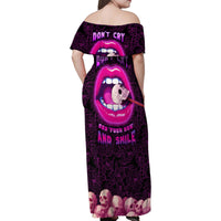 Skull Family Matching Off Shoulder Maxi Dress and Hawaiian Shirt Don't Cry Say Fuck You And Smile - Wonder Print Shop