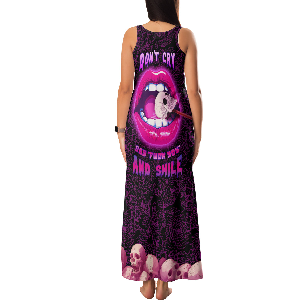 Skull Family Matching Tank Maxi Dress and Hawaiian Shirt Don't Cry Say Fuck You And Smile - Wonder Print Shop