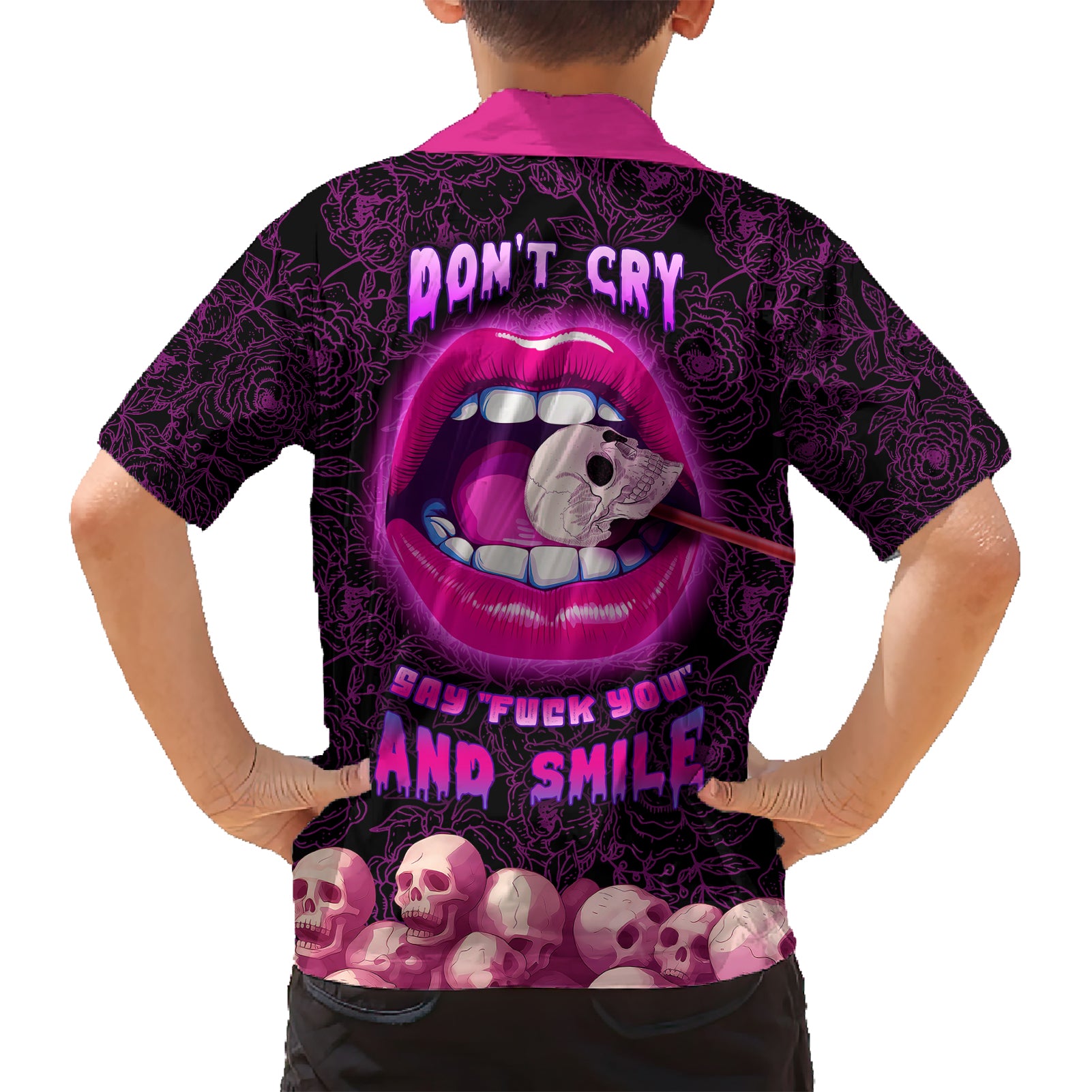 Skull Kid Hawaiian Shirt Don't Cry Say Fuck You And Smile - Wonder Print Shop