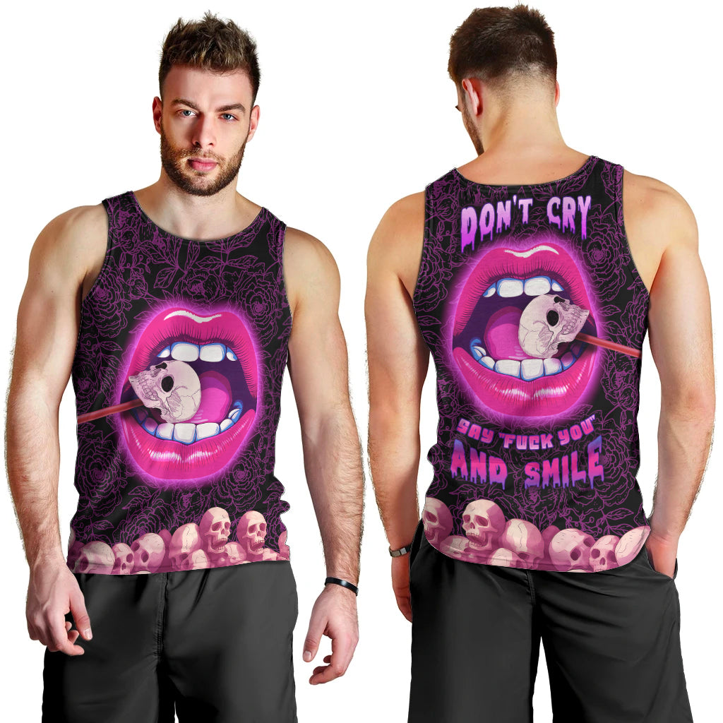 Skull Men Tank Top Don't Cry Say Fuck You And Smile - Wonder Print Shop