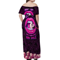 Skull Off Shoulder Maxi Dress Don't Cry Say Fuck You And Smile - Wonder Print Shop