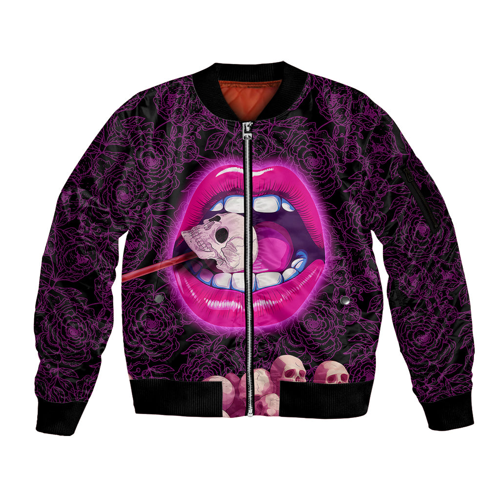 Skull Sleeve Zip Bomber Jacket Don't Cry Say Fuck You And Smile - Wonder Print Shop