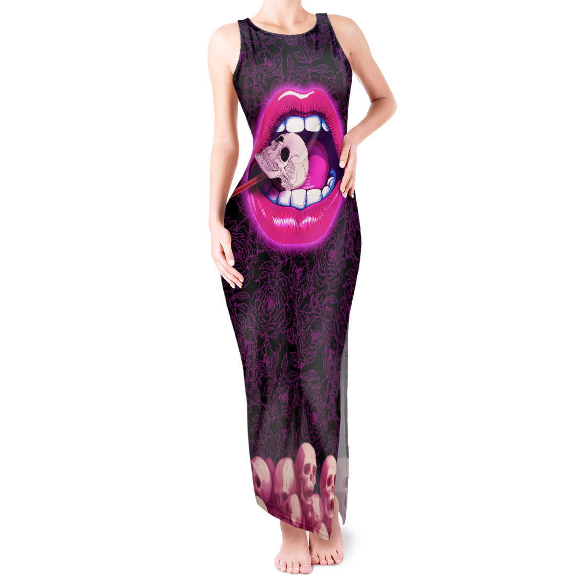 Skull Tank Maxi Dress Don't Cry Say Fuck You And Smile - Wonder Print Shop