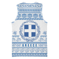 Greece Christmas Basketball Jersey with Santa Rowing Boat Greek Flag Laurel Wreath Parthenon and Blue White Pattern Design - Wonder Print Shop