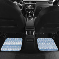 Greece Christmas Car Mats with Santa Rowing Boat Greek Flag Laurel Wreath Parthenon and Blue White Pattern Design - Wonder Print Shop