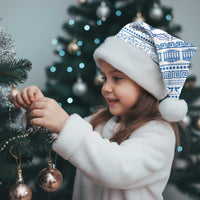 Greece Christmas Santa Hat with Santa Rowing Boat Greek Flag Laurel Wreath Parthenon and Blue White Pattern Design - Wonder Print Shop