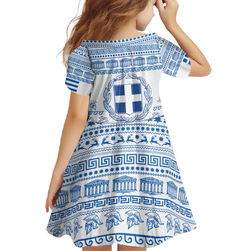 Greece Christmas Family Matching Mermaid Dress and Hawaiian Shirt with Santa Rowing Boat Greek Flag Laurel Wreath Parthenon and Blue White Pattern Design - Wonder Print Shop