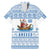 Greece Christmas Family Matching Mermaid Dress and Hawaiian Shirt with Santa Rowing Boat Greek Flag Laurel Wreath Parthenon and Blue White Pattern Design - Wonder Print Shop