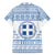 Greece Christmas Family Matching Off The Shoulder Long Sleeve Dress and Hawaiian Shirt with Santa Rowing Boat Greek Flag Laurel Wreath Parthenon and Blue White Pattern Design - Wonder Print Shop