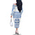 Greece Christmas Family Matching Off The Shoulder Long Sleeve Dress and Hawaiian Shirt with Santa Rowing Boat Greek Flag Laurel Wreath Parthenon and Blue White Pattern Design - Wonder Print Shop