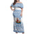 Greece Christmas Family Matching Off Shoulder Maxi Dress and Hawaiian Shirt with Santa Rowing Boat Greek Flag Laurel Wreath Parthenon and Blue White Pattern Design - Wonder Print Shop