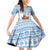 Greece Christmas Family Matching Off Shoulder Short Dress and Hawaiian Shirt with Santa Rowing Boat Greek Flag Laurel Wreath Parthenon and Blue White Pattern Design - Wonder Print Shop