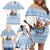 Greece Christmas Family Matching Off Shoulder Short Dress and Hawaiian Shirt with Santa Rowing Boat Greek Flag Laurel Wreath Parthenon and Blue White Pattern Design - Wonder Print Shop