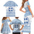 Greece Christmas Family Matching Short Sleeve Bodycon Dress and Hawaiian Shirt with Santa Rowing Boat Greek Flag Laurel Wreath Parthenon and Blue White Pattern Design - Wonder Print Shop