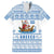 Greece Christmas Family Matching Short Sleeve Bodycon Dress and Hawaiian Shirt with Santa Rowing Boat Greek Flag Laurel Wreath Parthenon and Blue White Pattern Design - Wonder Print Shop