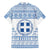 Greece Christmas Family Matching Short Sleeve Bodycon Dress and Hawaiian Shirt with Santa Rowing Boat Greek Flag Laurel Wreath Parthenon and Blue White Pattern Design - Wonder Print Shop
