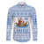 Greece Christmas Family Matching Tank Maxi Dress and Hawaiian Shirt with Santa Rowing Boat Greek Flag Laurel Wreath Parthenon and Blue White Pattern Design - Wonder Print Shop