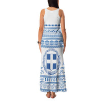 Greece Christmas Family Matching Tank Maxi Dress and Hawaiian Shirt with Santa Rowing Boat Greek Flag Laurel Wreath Parthenon and Blue White Pattern Design - Wonder Print Shop