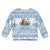 Greece Christmas Kid Ugly Christmas Sweater with Santa Rowing Boat Greek Flag Laurel Wreath Parthenon and Blue White Pattern Design - Wonder Print Shop