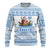 Greece Christmas Ugly Christmas Sweater with Santa Rowing Boat Greek Flag Laurel Wreath Parthenon and Blue White Pattern Design - Wonder Print Shop
