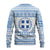 Greece Christmas Ugly Christmas Sweater with Santa Rowing Boat Greek Flag Laurel Wreath Parthenon and Blue White Pattern Design - Wonder Print Shop