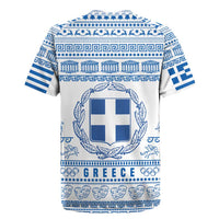Greece Christmas Rugby Jersey with Santa Rowing Boat Greek Flag Laurel Wreath Parthenon and Blue White Pattern Design - Wonder Print Shop