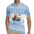 Greece Christmas Rugby Jersey with Santa Rowing Boat Greek Flag Laurel Wreath Parthenon and Blue White Pattern Design - Wonder Print Shop