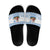 Greece Christmas Slide Sandals with Santa Rowing Boat Greek Flag Laurel Wreath Parthenon and Blue White Pattern Design - Wonder Print Shop