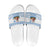 Greece Christmas Slide Sandals with Santa Rowing Boat Greek Flag Laurel Wreath Parthenon and Blue White Pattern Design - Wonder Print Shop