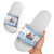 Greece Christmas Slide Sandals with Santa Rowing Boat Greek Flag Laurel Wreath Parthenon and Blue White Pattern Design - Wonder Print Shop