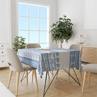 Greece Christmas Tablecloth with Santa Rowing Boat Greek Flag Laurel Wreath Parthenon and Blue White Pattern Design - Wonder Print Shop