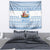 Greece Christmas Tapestry with Santa Rowing Boat Greek Flag Laurel Wreath Parthenon and Blue White Pattern Design - Wonder Print Shop