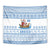 Greece Christmas Tapestry with Santa Rowing Boat Greek Flag Laurel Wreath Parthenon and Blue White Pattern Design - Wonder Print Shop