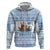 Greece Christmas Zip Hoodie with Santa Rowing Boat Greek Flag Laurel Wreath Parthenon and Blue White Pattern Design - Wonder Print Shop