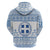 Greece Christmas Zip Hoodie with Santa Rowing Boat Greek Flag Laurel Wreath Parthenon and Blue White Pattern Design - Wonder Print Shop