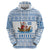 Greece Christmas Zip Hoodie with Santa Rowing Boat Greek Flag Laurel Wreath Parthenon and Blue White Pattern Design - Wonder Print Shop